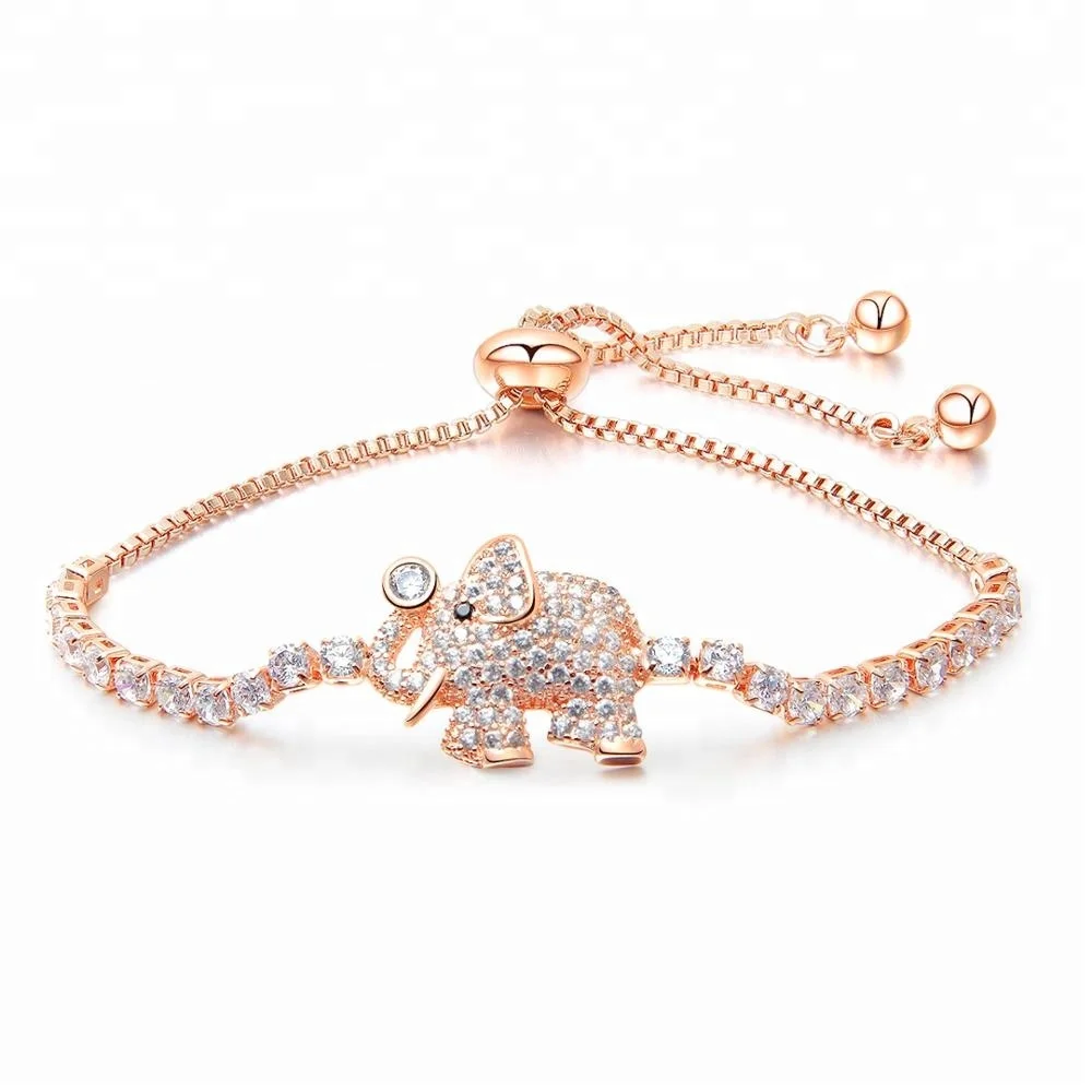 

Cute Animal Bracelet Plated 18K Yellow Gold Jewelry Fashion Women Elephant Bracelet, White;gold