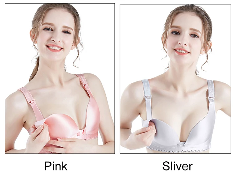 New Fashionable Seamless Cotton Lace Front Open Maternity Nursing Bra.jpg