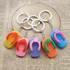 Amazon hot sale Resin Slippers Keychain Simulation Pendant Key Ring flip flops Keyfob Creative Gift (Random Color Send)