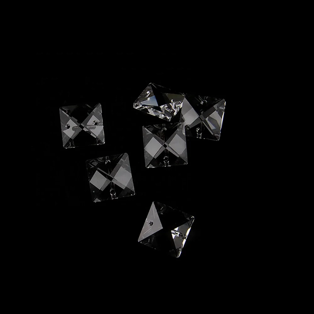 

18mm machine grinding clear square crystal beads prism DIY chandelier lamp in 2 holes Home Curtain Accessories