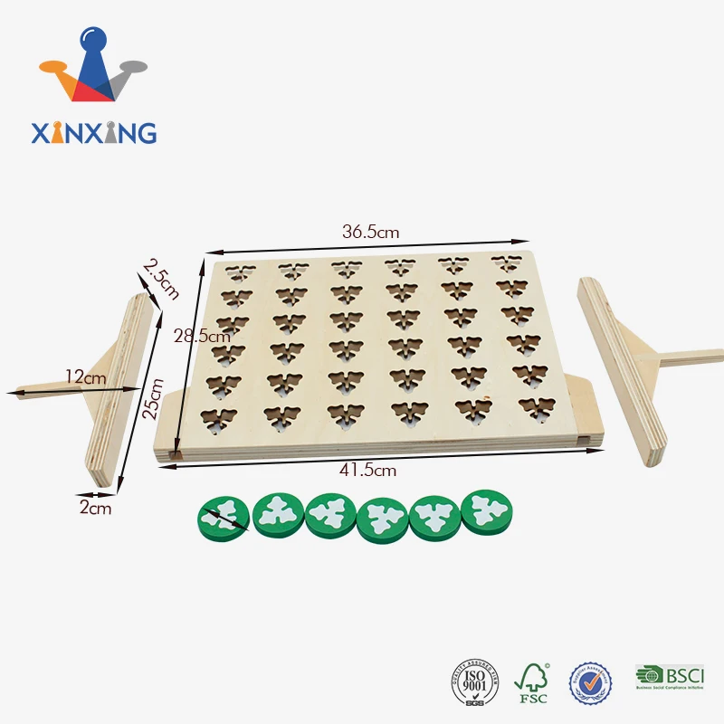 Classic Game Educational Wooden Connect 4 In A Row Game With Butterfly