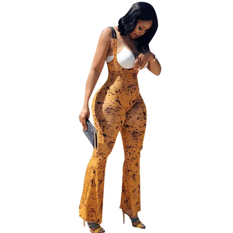 

Sexy Printed Backless One-piece Jumpsuits, As shown