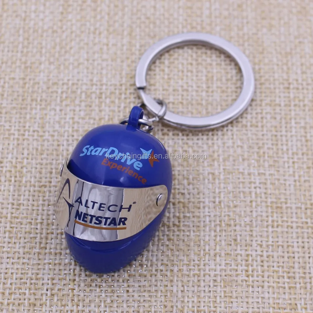 Customized Cheap Pure Blank Metal 3d Helmet Keychains With Company Logo