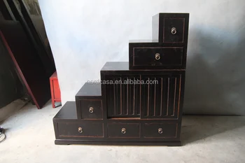 Antique Chinese Step Furniture Black Reproduction Stair Cabinet With Antique Chinese Step Furniture Black Reproduction Stair Cabinet With Many Drawer