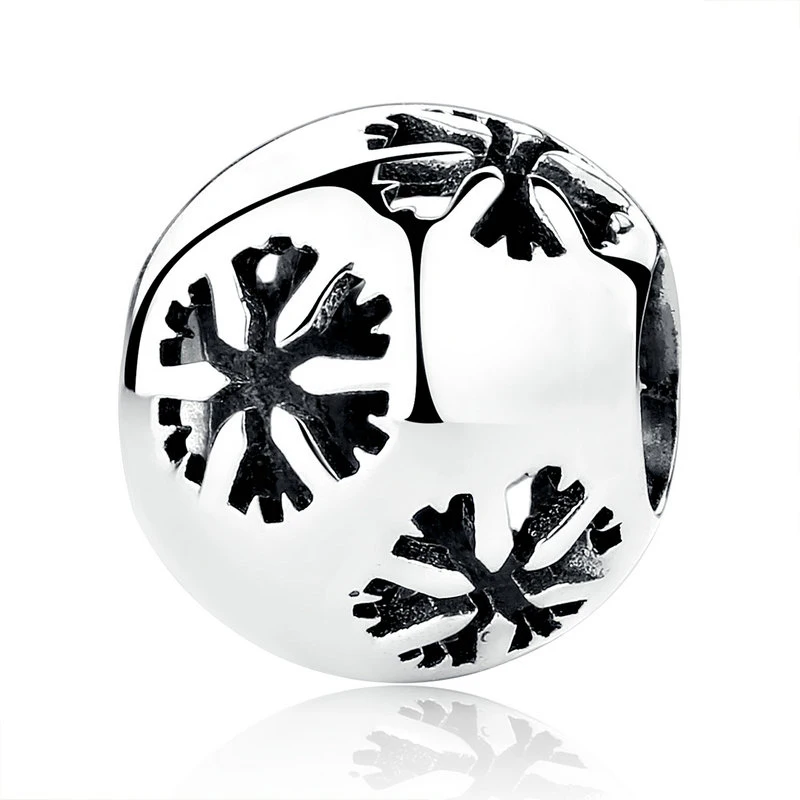 

SCC070 Wholesale christmas jewelry charm beautiful snowflake 925 silver round beads