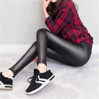 

Winter Leather Velvet Thicken Elastic Slim Ladies Pencil Leggings