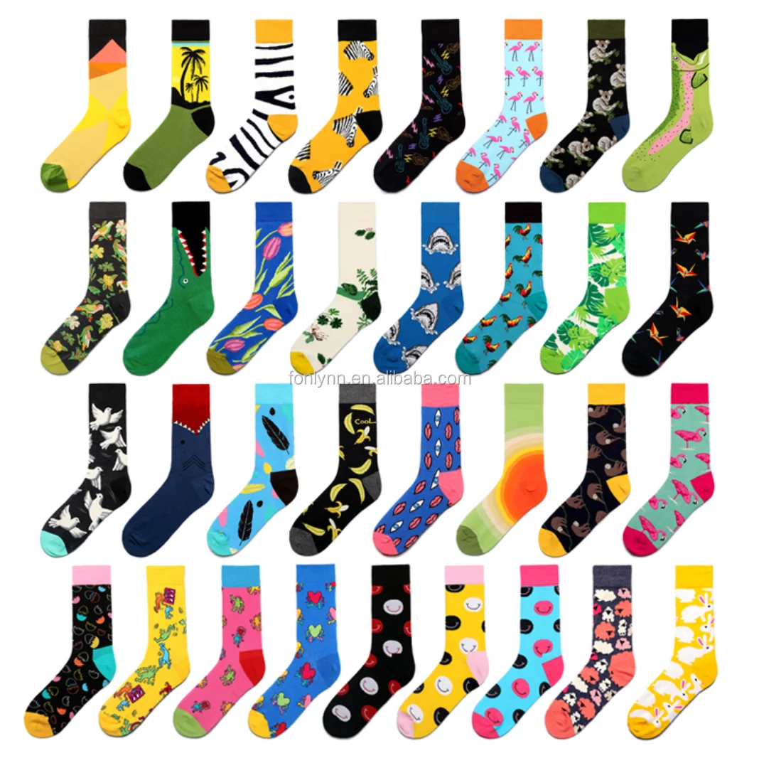 Cotton Funky  happy dress socks Fun Colorful Socks for Men