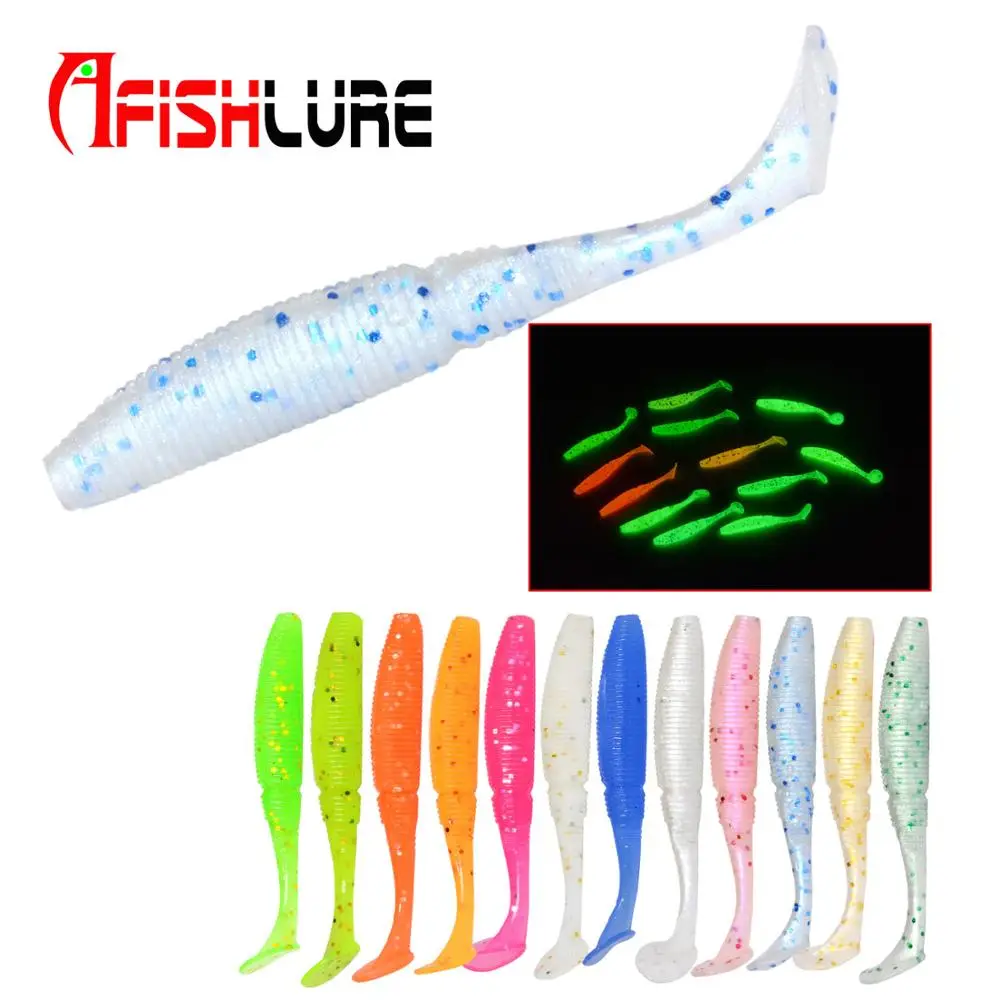 

50mm 1g Luminous T Tail Soft Bait fishing lure AR08 t shape tail fishing grub lure, Mutiple color