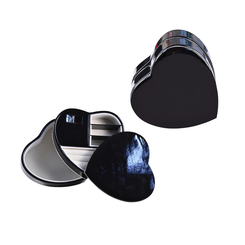 Small Distinctive Rotating Double Layers Black Leather Jewelry Box