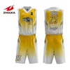 printing basketball jersey uniform design color yellow and shorts suit custom sublimation basketball uniform