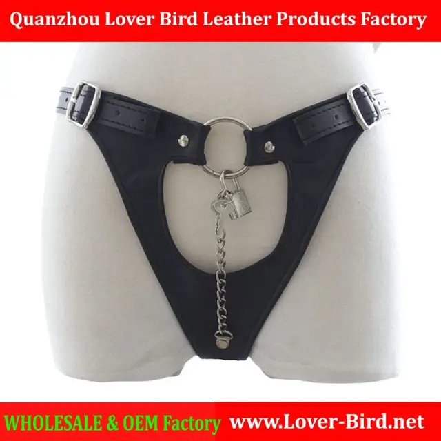 faux leather female chastity belt sexy adjustable fetish bondage