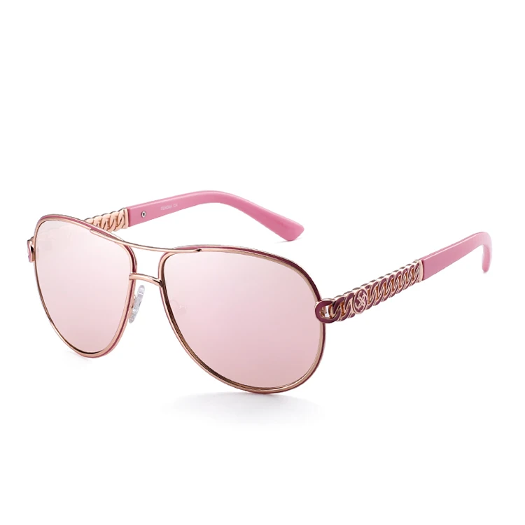 

China High Quality Wholesaler Fashion Custom Logo Pink Lens Double Bridges Ladies Metal Sunglasses, Any colors is available