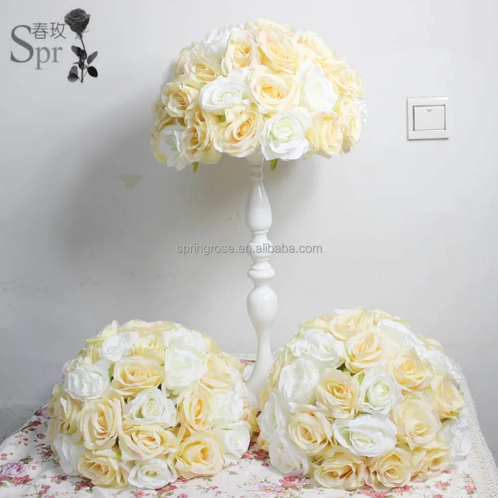 

SPR Champagne artificial flower ball wedding event table centerpiece decorative flore for party backdrop arrangement decorations, White with pink