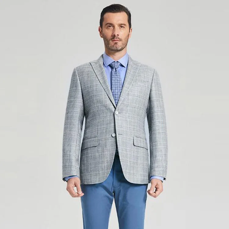 

Silver plus size mens 100% wool suit blazer.