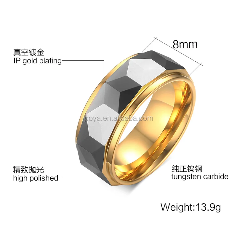 

Tungsten Men Ring Wedding Male Jewelry Gold Color 8mm Width Dropshipping Wedding Bands or Rings Engagement MEN'S Bar Setting