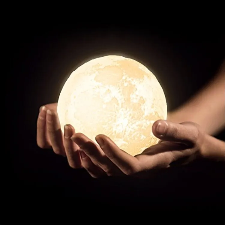 Extra Large Night Light Touch Control 2 Colors Dimmable Brightness USB Charging LED 3D Printed wall decorative Moon Lamp 15cm