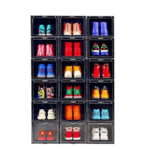 Image of China custom luxury acrylic drawer big foldable mens drop front plastic display shoe box drawer cabinet for shoe case