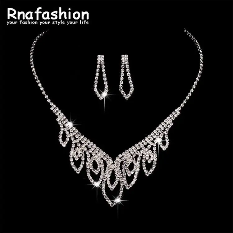 

Best Sellers! Bridal Fashion Jewelry set Women Silver Necklace Earring suit