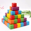 Eco-Friendly Stacking Wooden Blocks Colorful Building Toy For Kids Creativity Practice Cubes Intelligent Board Game