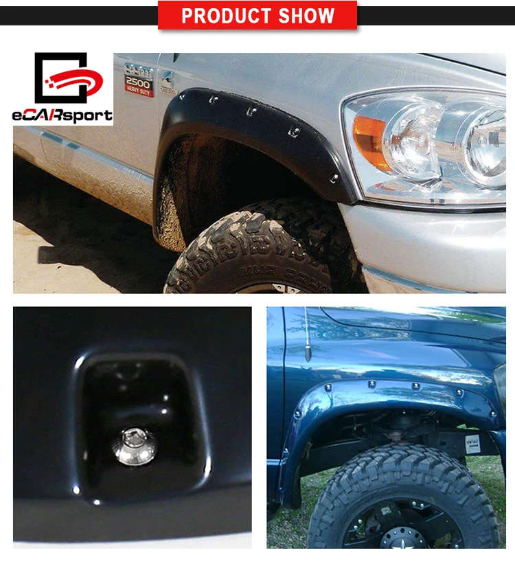 Abs Pocket Rivet Style Wheel Well Wide Body Fender Flares Trim For