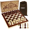 15" Wooden magnetic felted chess game set, wooden chess, wooden chess set board game interior storage chess