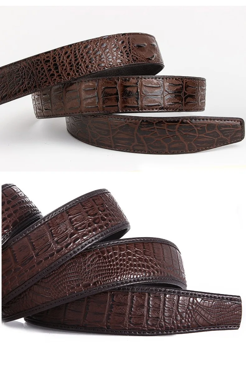 Bt Men's Crocodile 3.5cm Belts Striped Genuine Leather Without No