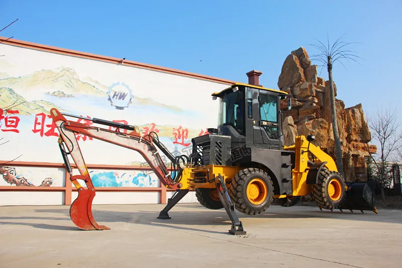 Front tractor wheel compact backhoe loader