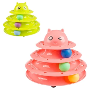 Image of wholesale free sample plastic cheap pink green blue interactive cat toy