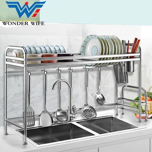 Image of Household Kitchen Stainless Steel Metal Storage Bowl Utensil Wall Plate Tray Rack Drain Dish Drying Rack