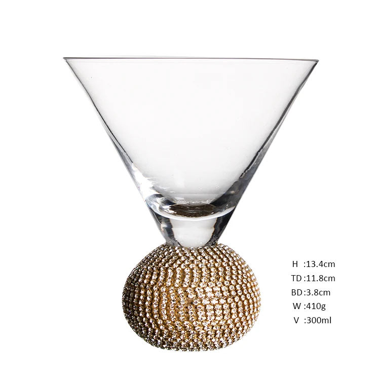 Jewel Silver Engraving Ball Base Bottom Stemless Martini Glass Buy