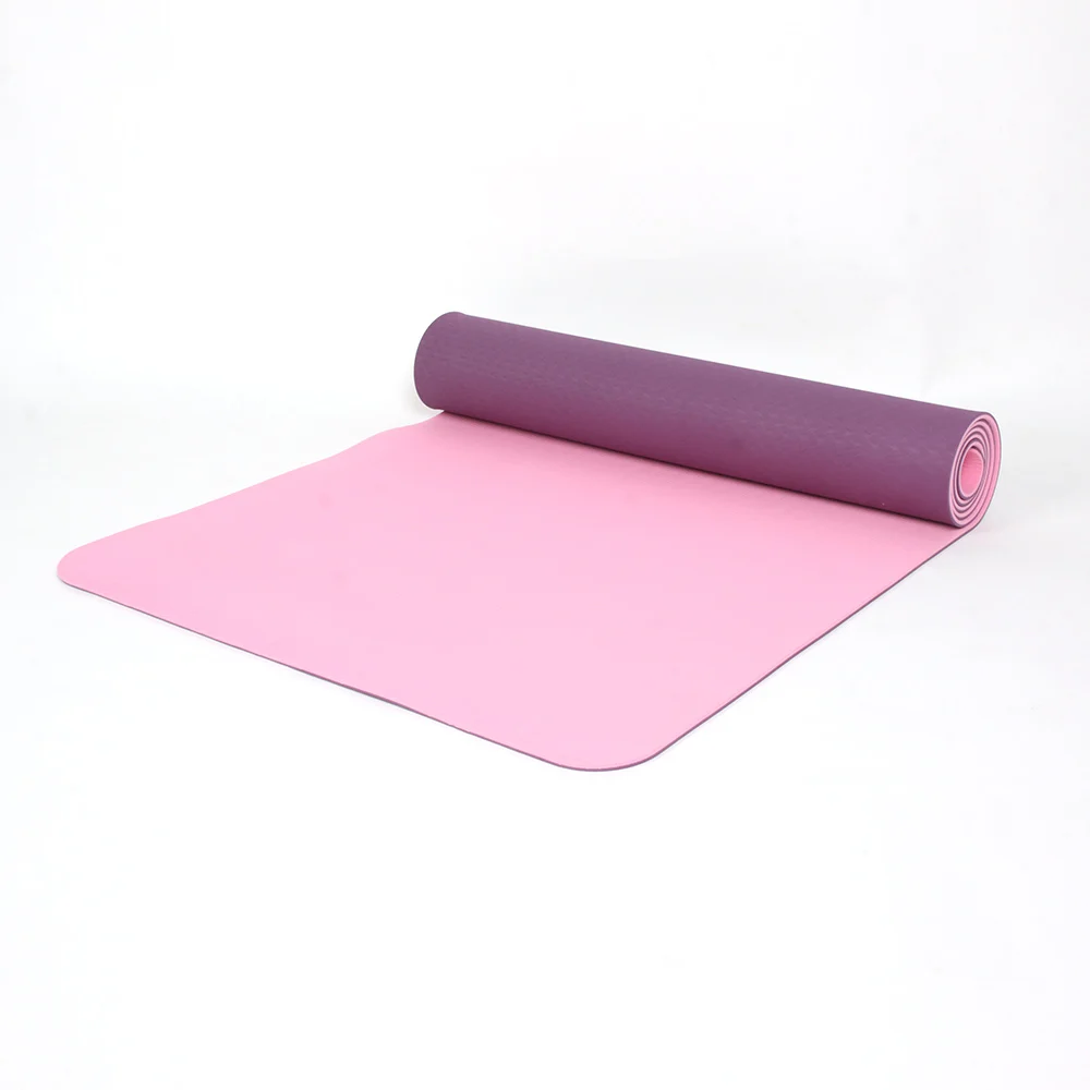 

Custom printed logo fitness anti-slip 6mm double layer TPE yoga mat new eco-friendly foldable, Customized color