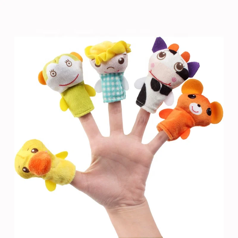 Dolery animal plush hand finger puppets toys for kids 5pcs D130