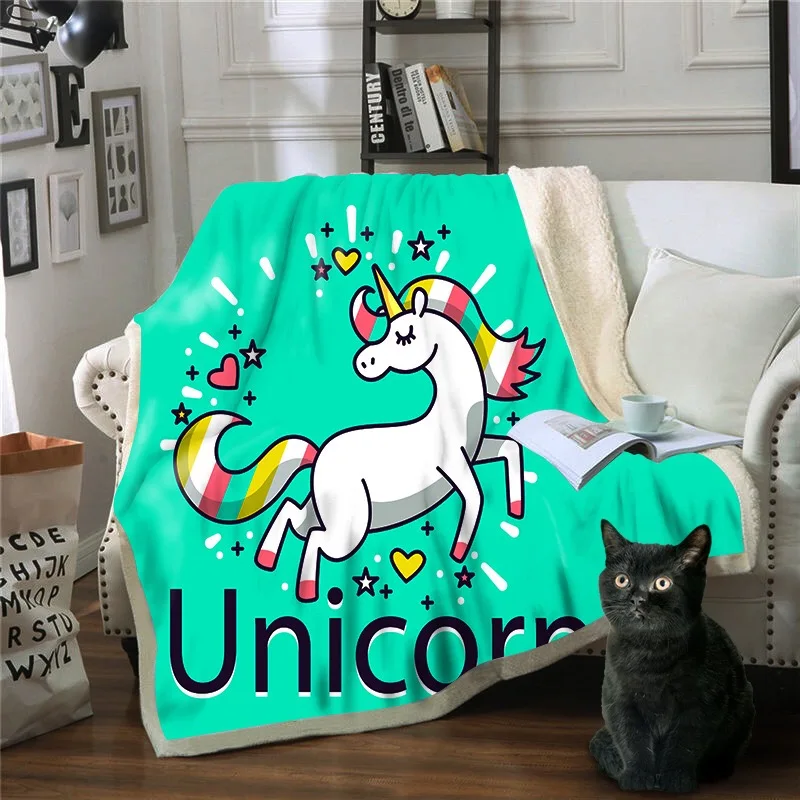 Customized Unicorn Blanket Double Layer Mink Blanket Baby Fleece