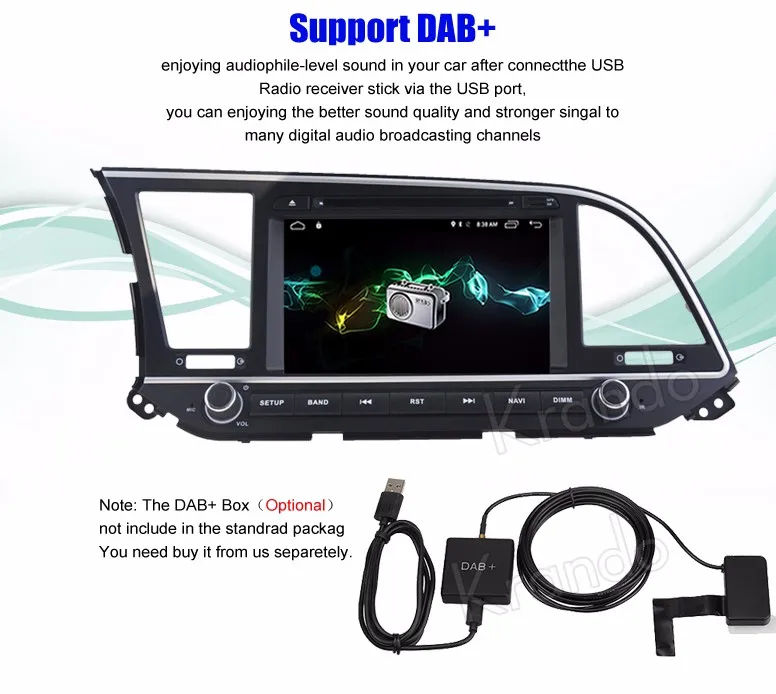 Krando Android 9.0 Car Radio Gps Navigation System For Hyundai Elantra