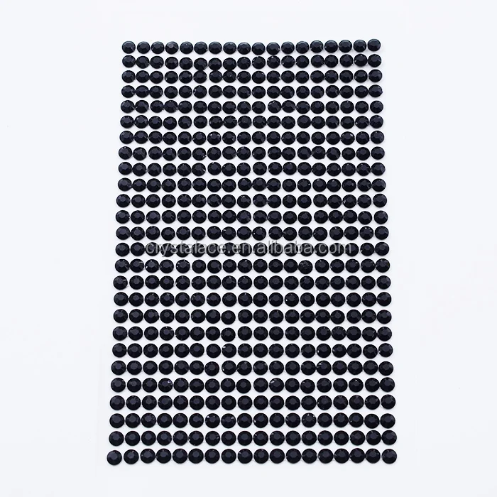 Eco-friendly 468 pieces 5mm black resin stones adhesive crystal sticker for DIY