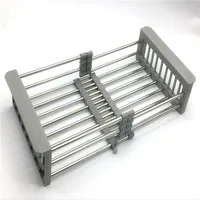 

Kitchen Telescopic Stainless Steel Drain Basket Over The Sink Dish Drainer Rack