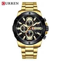 

CURREN 8336 Good Quality Fashion Business Steel Case Band Waterproof Hand Curren Gold Watch For Men