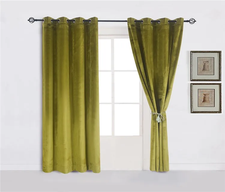 Super Soft Luxury Olive Green Blackout Velvet Curtain - Buy Velvet ...