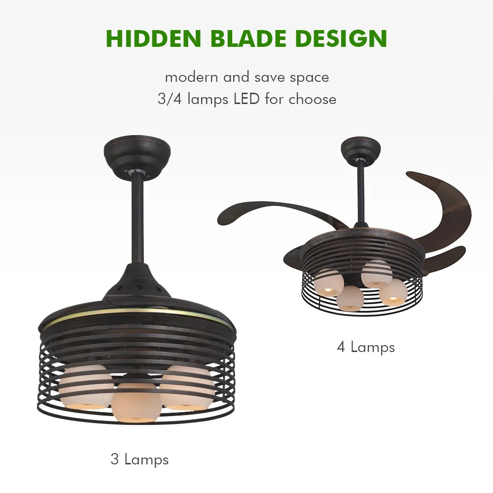 China OEM invisible blade ceiling fan light with hidden blades