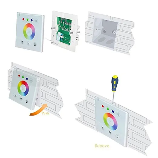 Wall-mounted Glass Touch Panel RGB RGBW Controller Full Color Changing Dimmer for 3528 5050 LED Led Strip Light
