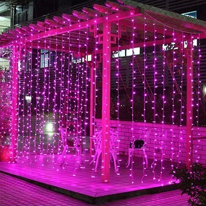 Pink Color Ip44 Ce Led Window Curtain Icicle Decorative Lighting For
