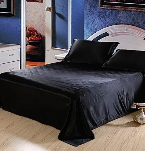 Black Silk Bedding Set Duvet Cover Silk Pillowcase Silk Sheet