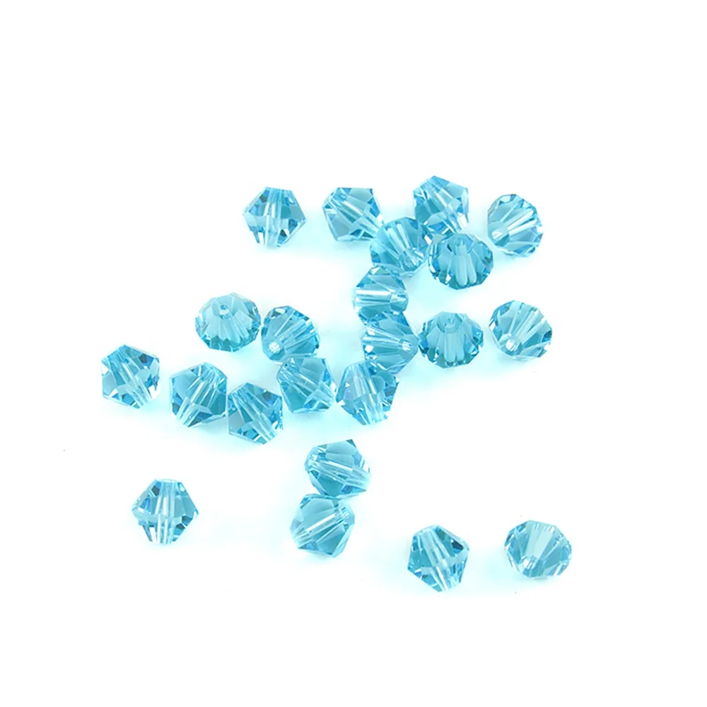 

Aquamarine Faceted Spacer Crystal Bicone Beads Loose Glass Beads for Women Diy Decoration
