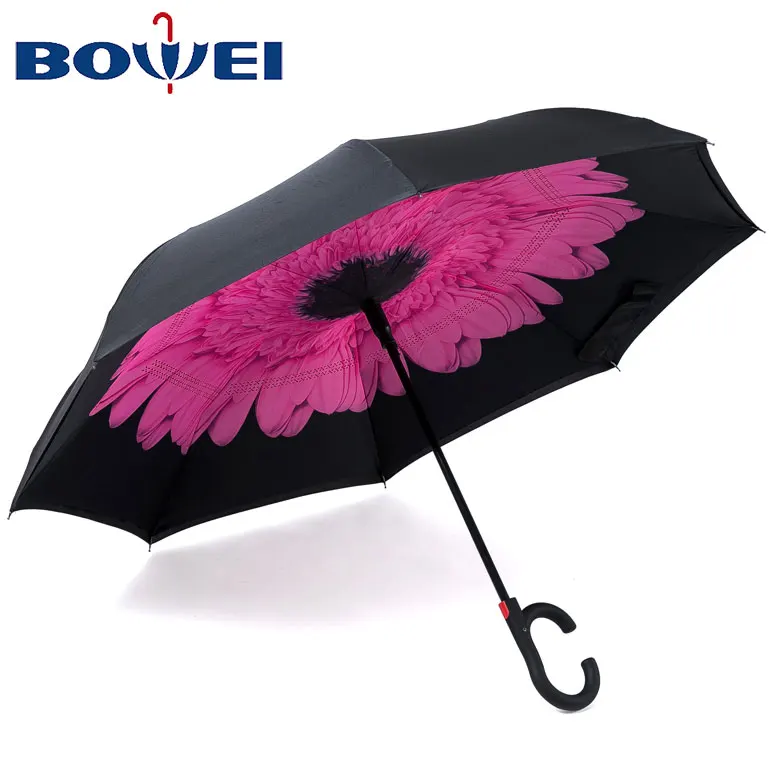23 inch poe double layer windproof reverse inverted umbrella