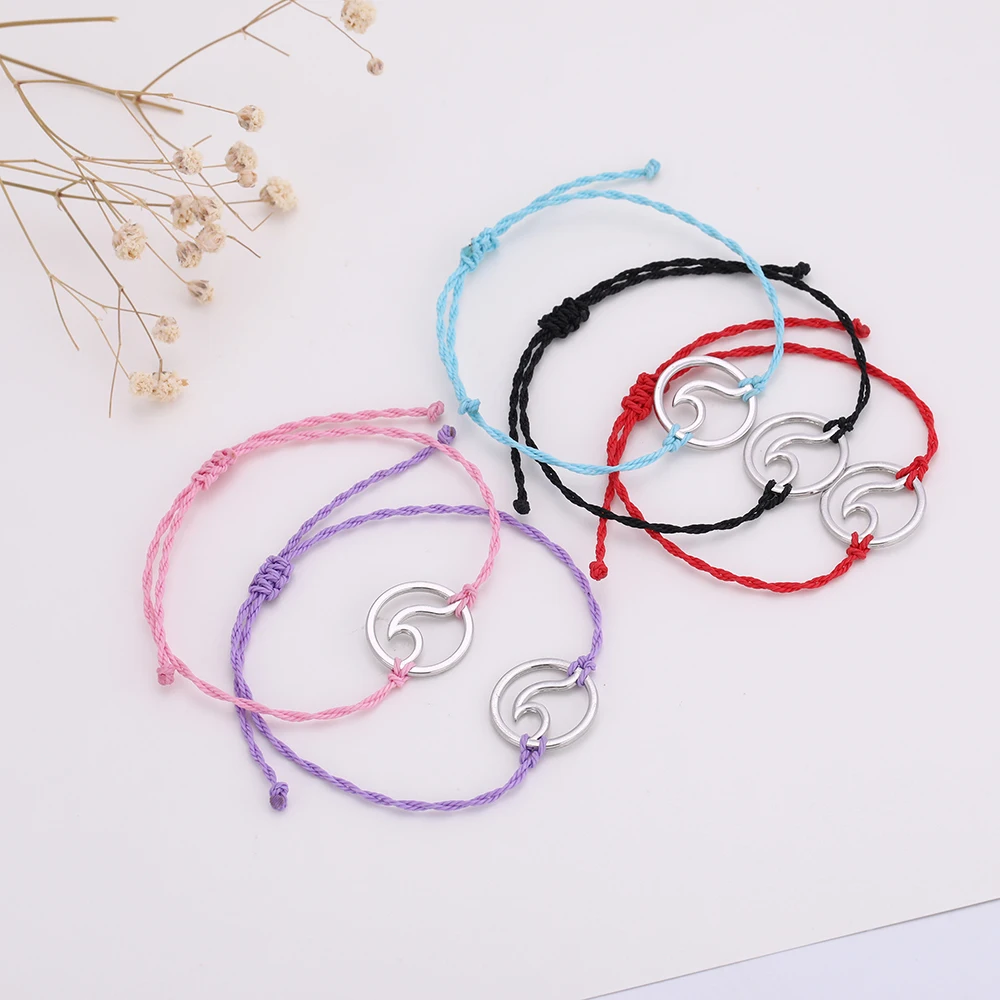 

Bohemia Wave Beach Charm Adjustable Cord Handmade Jewelry Red Bracelet Design Women Accessories Black Nylon Thread Bracelets