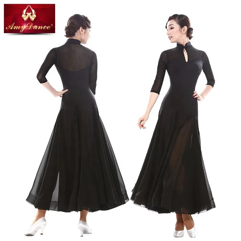 
Luxury fashion black summer elegant floral long modern ice silk qipao cheongsam 