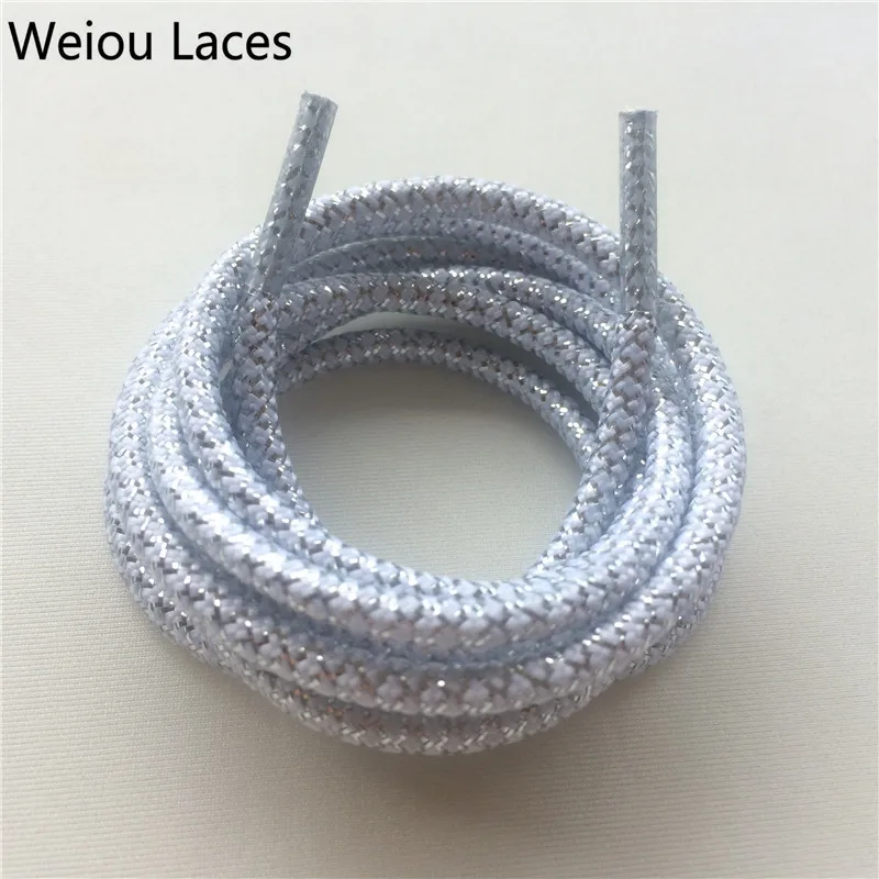 

Weiou Luxury Shining Rope Round White with Silver Wire gold metallic shoelaces