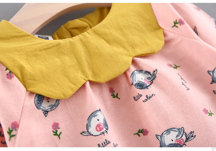 S63385B Long Sleeve Baby Girls Dress New Spring Autumn Baby Girls Clothes Cute Bow Newborn Princess Clothing