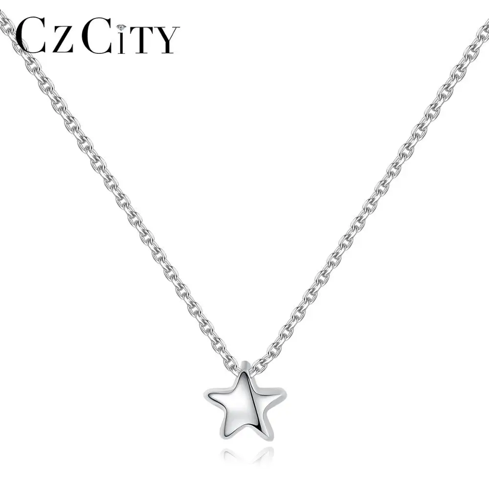 

CZCITY Delicate 925 Sterling Silver Necklace for Women Star Shaped Wholesale Initial Pendant Necklace