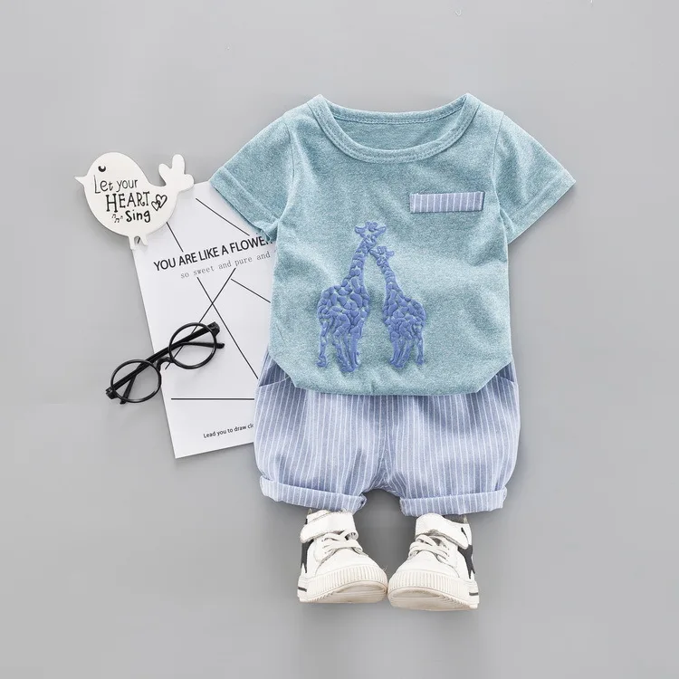 

2019 baby boy summer clothes cartoon fashion Korean casual two-piece baby clothing set, As pictures